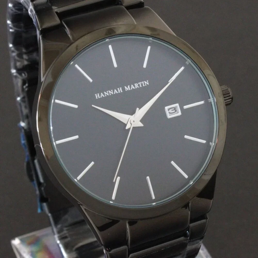 Men's Sports Watch Raised Indices Integrated Bracelet Black Quartz 40mm